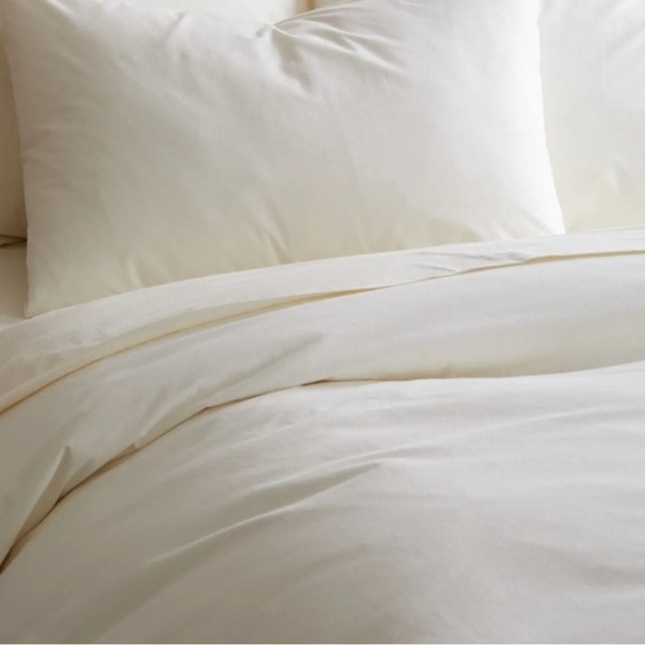 Queen Quince 100% Organic Cotton Ivory Duvet Cover W/ 2 Standard Shams Shams - Picture 4 of 8